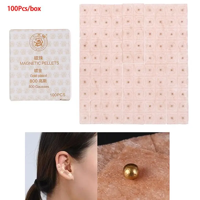 

100Pcs Body Ear Seeds Stickers Magnetic Acupuncture Points Acupoint Patches Tool