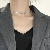 temperament glossy 925 sterling silver necklace female chic cold wind simple chocker clavicle chain short necklace