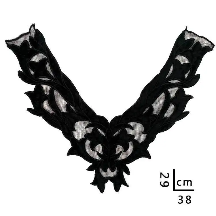 Модный черный фланелевый кружевной воротник тканевый мотив вышивка корсаж