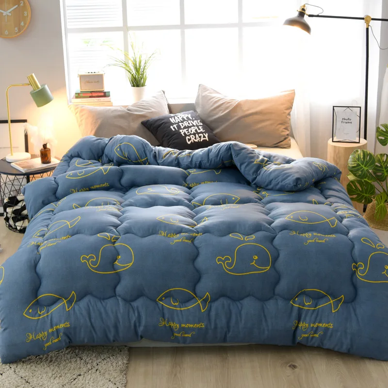 

Very Warm Washed Silk Quilt Duvet Smooth And Soft Comforter Queen King Size 4 Seasons Blanket Simple Style Comforter Quilt