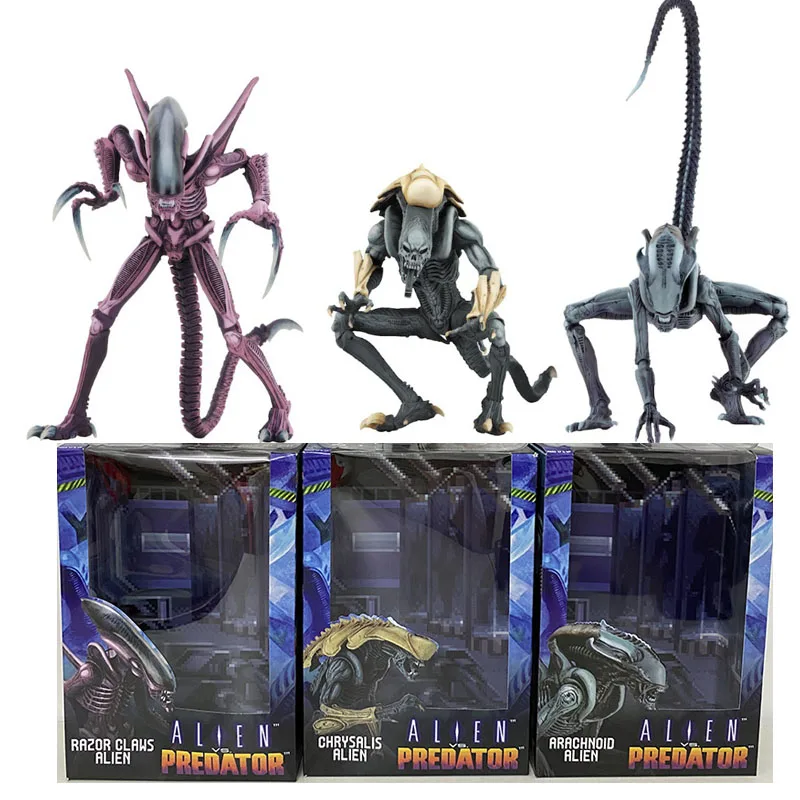 

23cm NECA Alien Figure Razor Claws Arachnoid Chrysalis Predator PVC Action Figures Toy Doll Gift