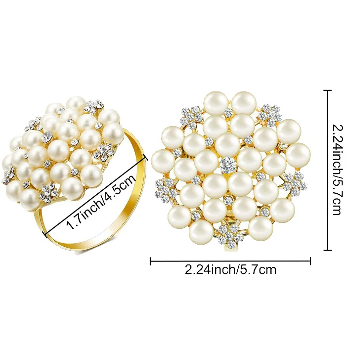 10 Pack Pearls Napkin Rings Exquisite Alloy Ring Buckle for Wedding Dinner Party Table Decoration | Дом и сад