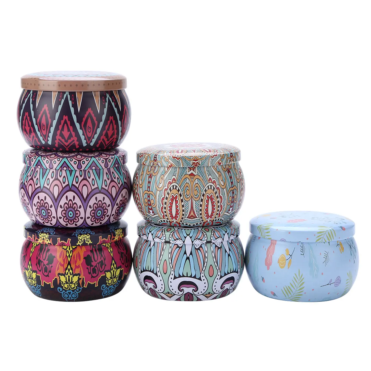 6 шт. винтажные пустые металлические жестяные банки для специй конфет ювелирных