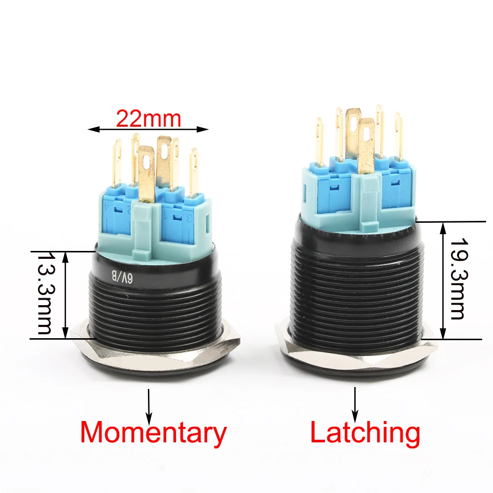 22 мм алюминиевый черный металлический кнопочный переключатель led power mark ring