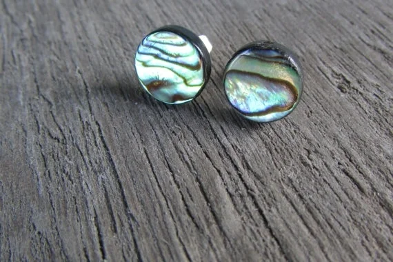 

Серьги-гвоздики Abalone, серьги-гвоздики с надписью Paua Shell, серебряные, 12 мм