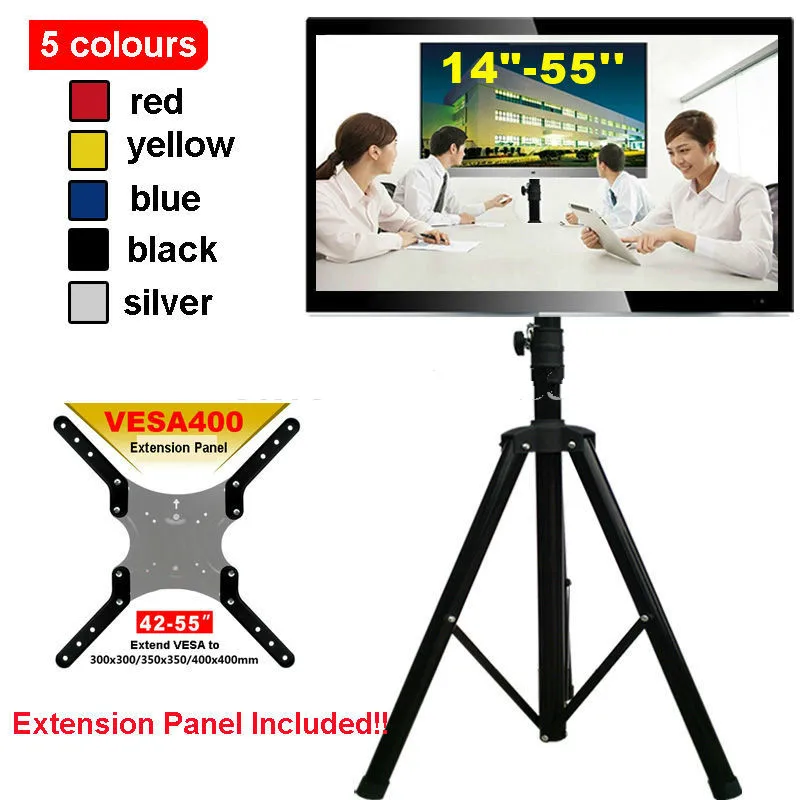 

14-55" Movable Folding LCD TV Floor Stand TV Mount Cart Display Rack Full Motion TV Tripod Loading 50kgs Max.VESA 400x400mm