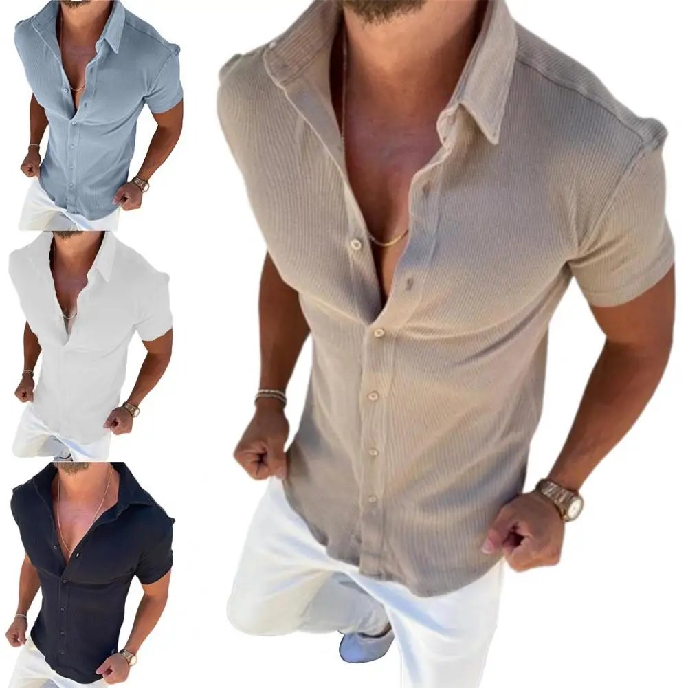 

Portable Trendy Casual Summer Beach Clothes Solid Color Men Clothes Versatile for Home