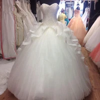 2019 pearl beaded wedding dresses sweetheart bodice corset ball gowns robe de mariage lace up back vestido de noiva bridal gowns