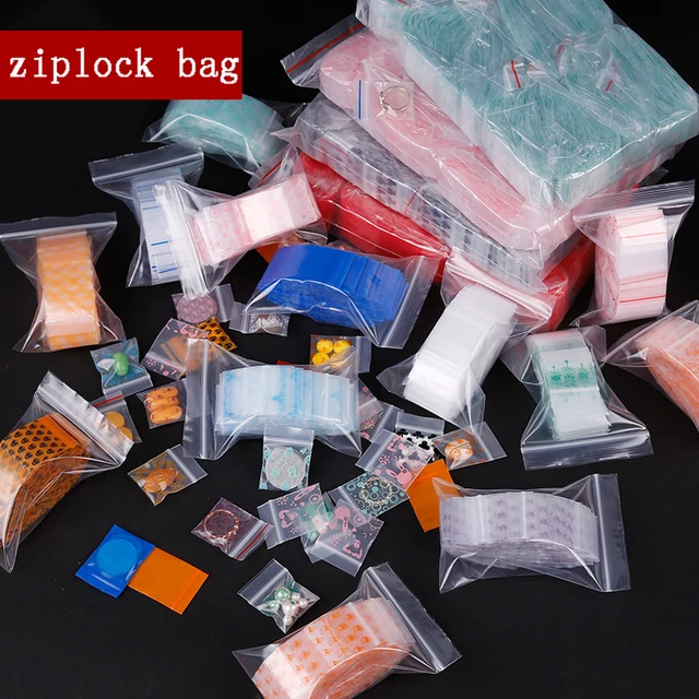 100pcs Random Mix Ziplock Pill Jewelry Packaging Plastic Pouches Mini Cute  Zip lock Bags Plastic Packaging Bags Thick 0.24mm