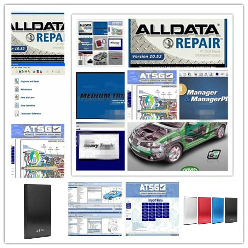 Лидер продаж 2021, программное обеспечение alldata и программное обеспечение для ремонта автомобиля mi. hell, 49 в 1, 1000 Гб hdd + atsg + vivid мастерская + тяжелый грузовик usb3.0