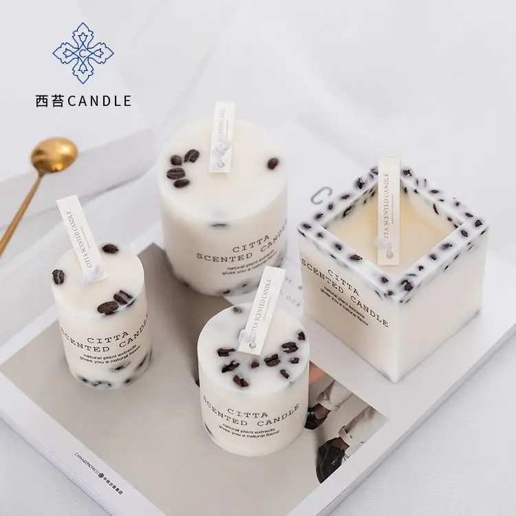 

Monet garden cylinder mold handmade gift coffee bean fragrance candle decoration fresh fragrance soybean wax