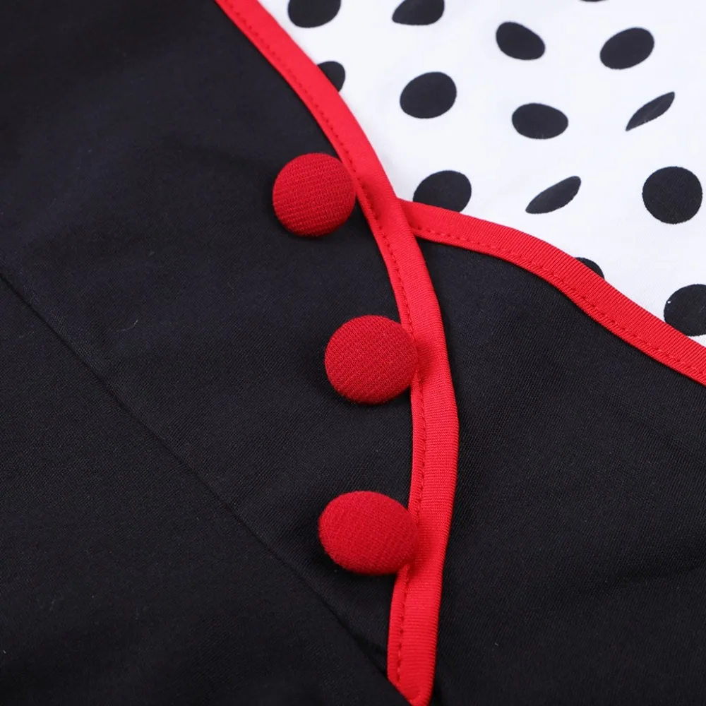 Женское элегантное винтажное платье с узором в горошек 1950s лоскутное пуговицами