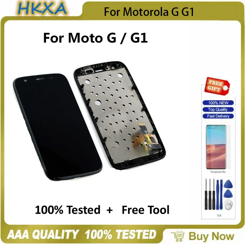 

100% For Motorola G G1 LCD Display Touch Screen Assembly Replacement Parts Tools For Moto G XT1032 XT1033 LCDs With Frame Digit