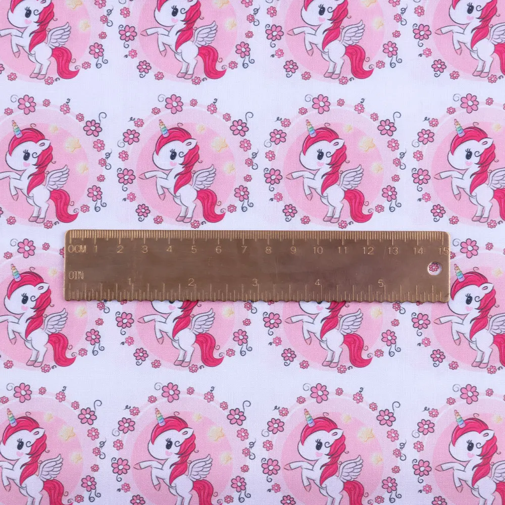 50*145 см Единорог узор из хлопка и полиэстера ткань смешанных материалов с принтом