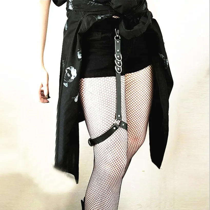 Фото Женский эластичный пояс с подвязками откровенный из искусственной кожи в стиле