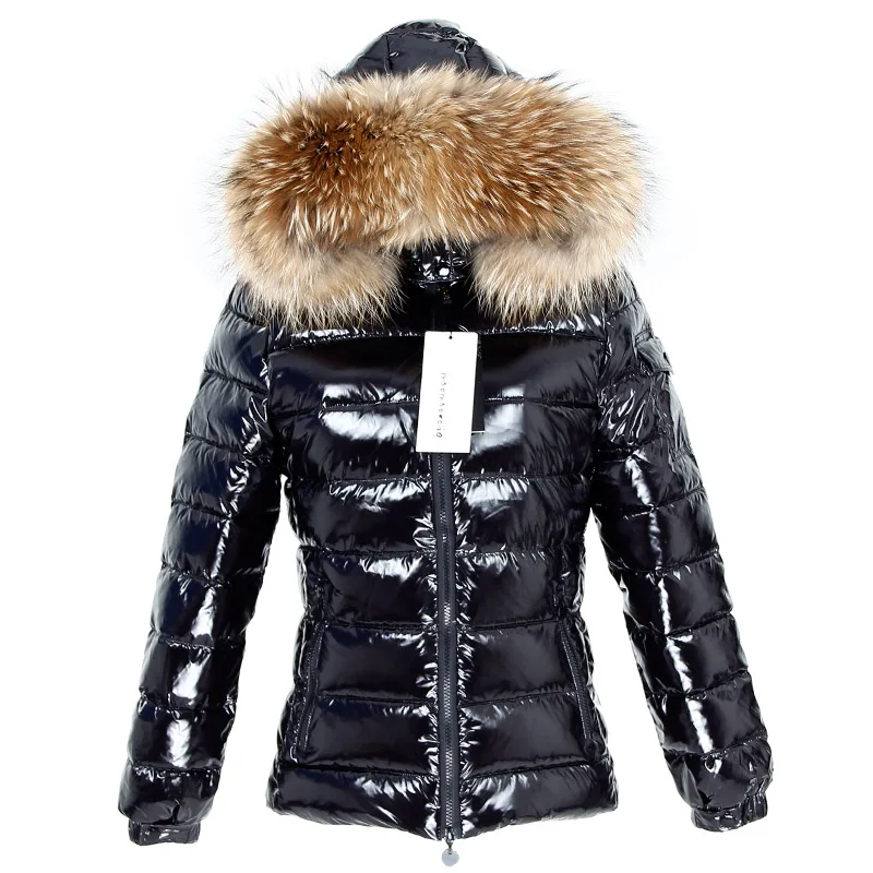 

MAOMAOKONG Womens Down Jacket 2020 Winter Short Warm Coat Slim-Fit HoodedJacket Real Fur Solid Color Coat