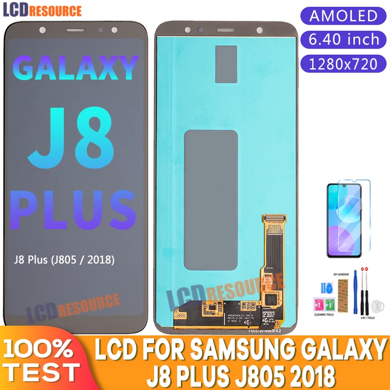

ЖК-дисплей 6,40 дюйма в сборе с рамкой для Samsung Galaxy J8 PLUS, ЖК-дисплей с сенсорным экраном для Samsung j8 plus j805 2018