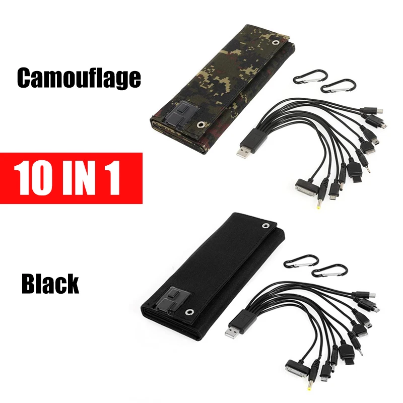 50w 5v foldable solar panel with 10 in1 usb cable portable hook waterproof emergency charger solar cells for phone camping free global shipping