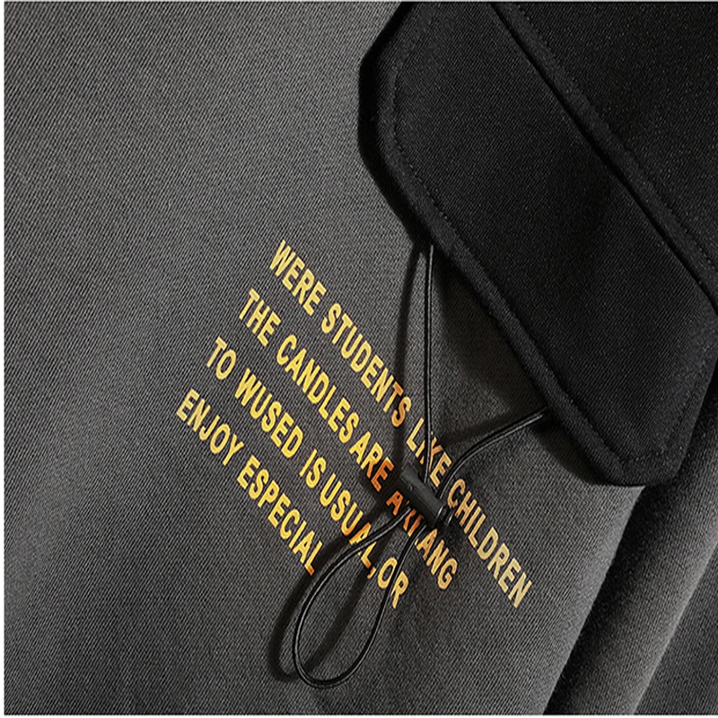 

Japan Style Casual O-Neck Spring Autumn Patchwork print Hoodie Sweatshirt Men'S Thick Fleece Hip Hop High Streetwear Clothes