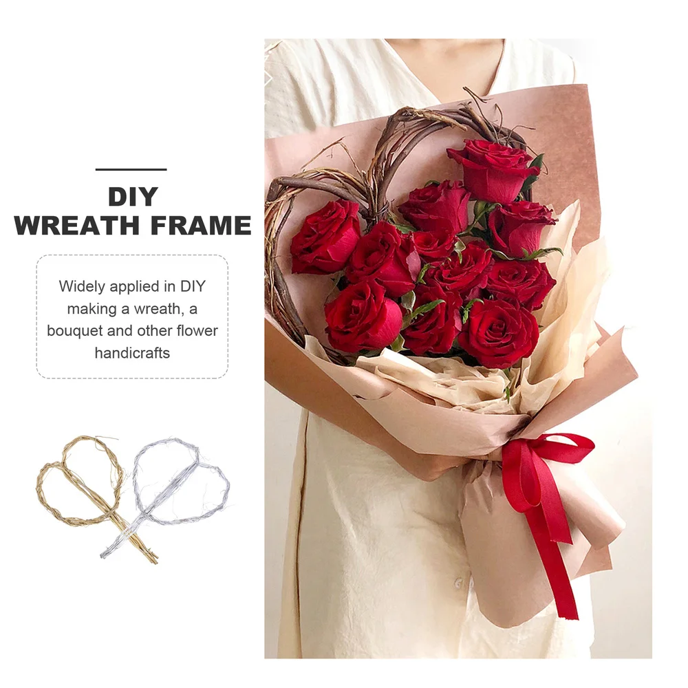 

2Pcs Wicker Wreath Frames Bridal Bouquet Holder Heart Wreath Frames Fixator