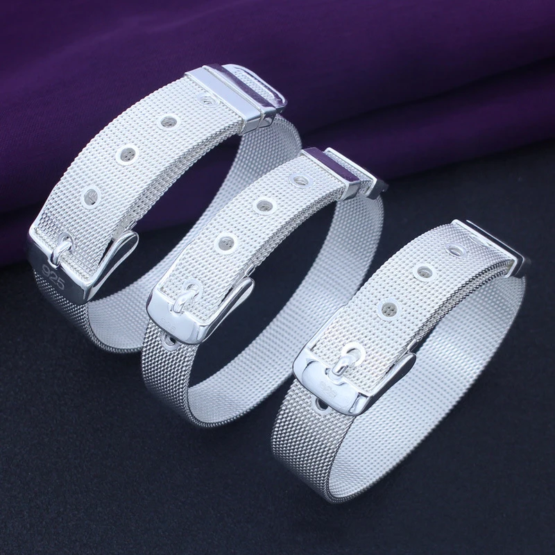 

Лидер продаж, оригинальный сетчатый Браслет на ремешке из серебра 925 пробы, женские модные браслеты 2020, Изящные Ювелирные изделия «сделай са...