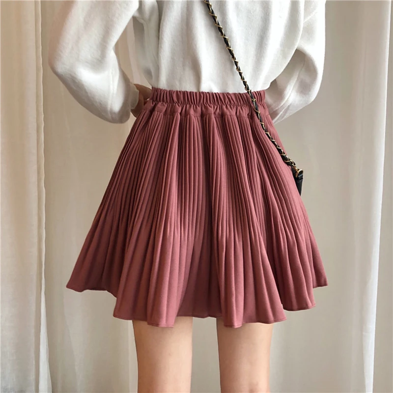 Женская вязаная юбка-трапеция Повседневная однотонная мини-юбка выше колена с