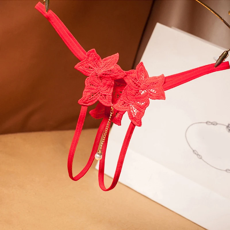 

Sexy sexy free-off panties thong ladies hollow embroidery full transparent pearl pendant passion t pants transparent hot