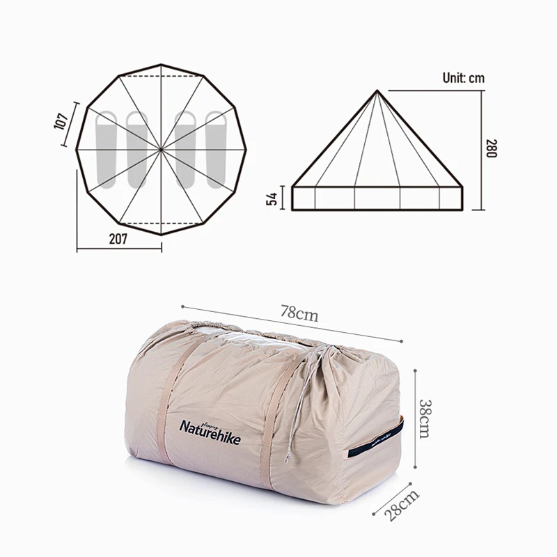 Naturehike Tent Waterproof Cotton Portable Large Pyramid Hiking Teepee Tipi Glamping Tents Outdoor Camping | Спорт и развлечения