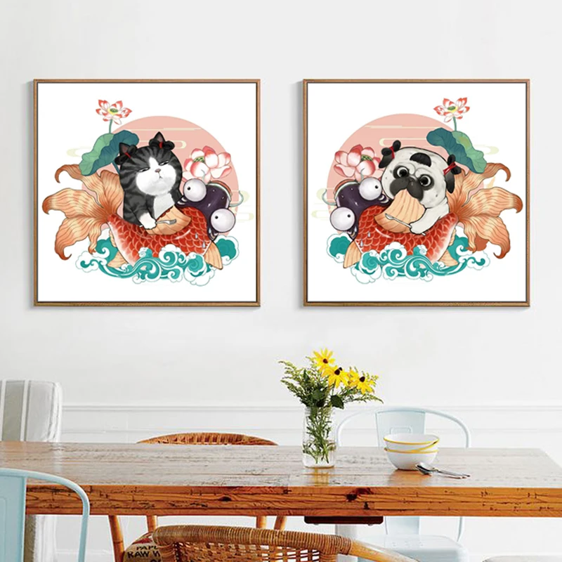 Diy paint by numbers picture drawing versus Toolkit draw dogcharacter Big Play art living room Decorative hanging painting | Дом и сад