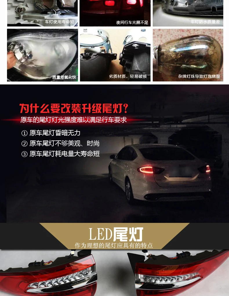 Автомобильный Стайлинг для Ford Fusion 2013- Mondeo задние фонари обновление- Fusion задний фонарь светодиодный задний фонарь
