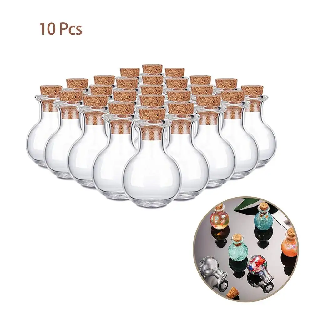

10pcs Mini Glass Bottles DIY Clear Drifting Bottles Wishing Bottles With Cork Stoppers For Wedding Birthday Christmas Decoration