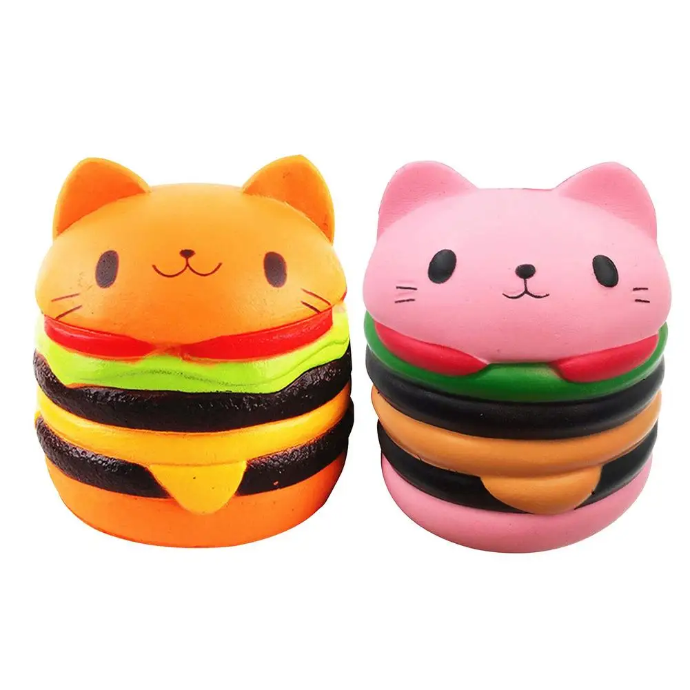 

Cute Mochi Cat Squishy Toy Cats Head Hamburger Anti Stress Toy Soft Safe Slow Rising Squeeze Funny Stress Relieve Toys