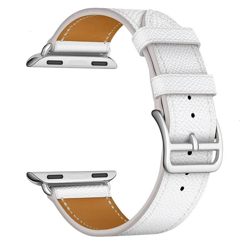 Cross pattern white Ремешок из коровьей кожи для Apple Watch Band 44 мм iwatch Series 5 4 3 2 1 умные Аксессуары 42 мм петля 38 мм Замена браслета 40 мм - Цвет ремешка: Cross pattern white