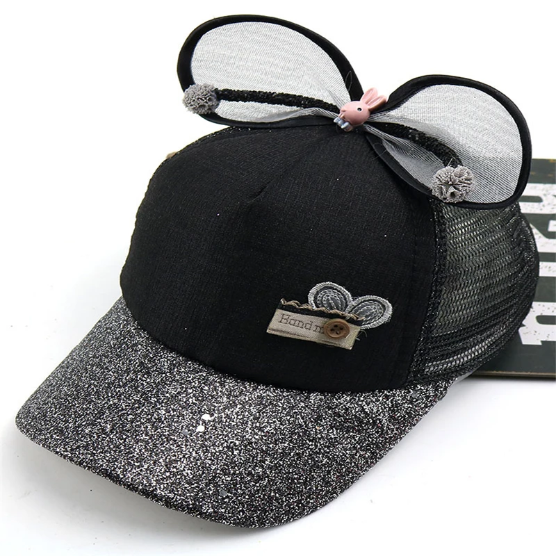 

Детская бейсбольная кепка с рисунком для мальчиков и девочек, блестящая розовая сетчатая Кепка с бантом, высокое качество, индивидуальная Р...