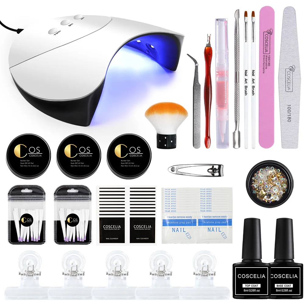 Set D Профессиональный маникюрный набор COSCELIA, 36 Вт, СВЕТОДИОДНЫЙ УФ-светильник, Сушилка для ногтей, кисть для дизайна ногтей, быстрое строительство для наращивания ногтей, гелевая дрель для ногтей - Цвет: Set D