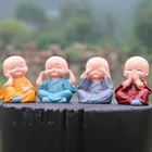 Статуэтка маленького Будды 4 шт.лот, статуэтка монах из смолы, ремесла, декоративное украшение для дома и автомобиля, миниатюрные Креативные аксессуары