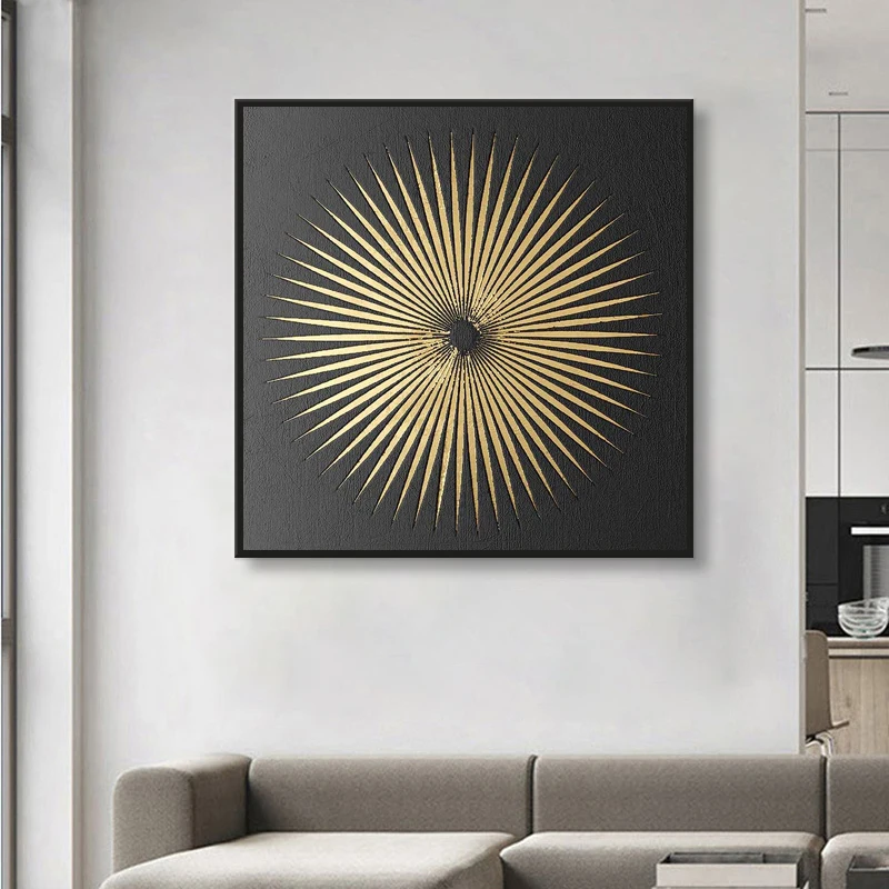 

Golden Annual Rings Pattern Canvas Painting Scandinavian Decor Poster And Prints Light Luxury Style Wall Art Home Decor