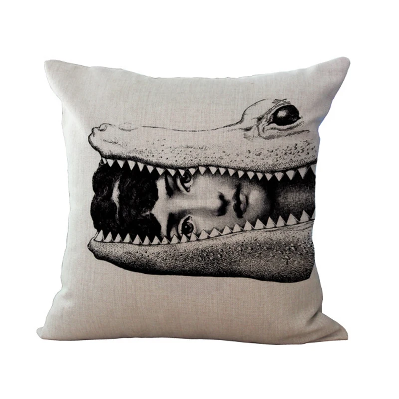 Забавный Чехол на подушку с красивым рисунком лица хлопковый льняной для