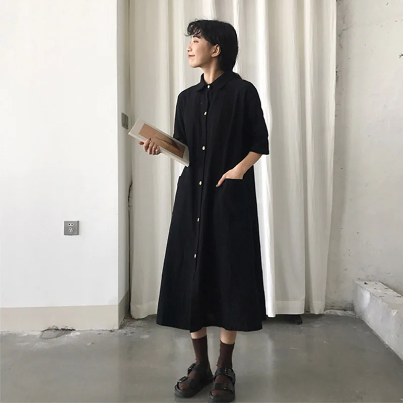 

Черное платье во французском стиле, женская летняя рубашка для студента юбка, винтажная юбка Zhixun Platycodon Grand florum