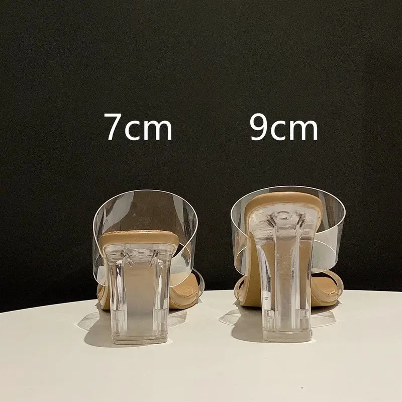 

Dropshipping New PVC Jelly Sandals Open Toe High Heels Women Transparent Slippers Summer Shoes Woman Square Toe Clear Sandalias