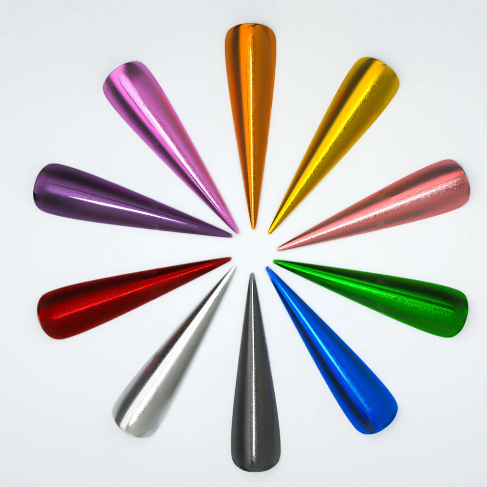 Зеркальный блестящий порошок для ногтей с четырьмя лилиями металлический цвет