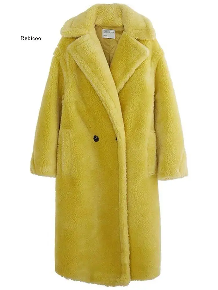 

Women Winter Long Teddy Coat Jacket Female Thick Warm Casual Loose Jackets Oversized Ladies Faux Lambswool Fur Outwear B148