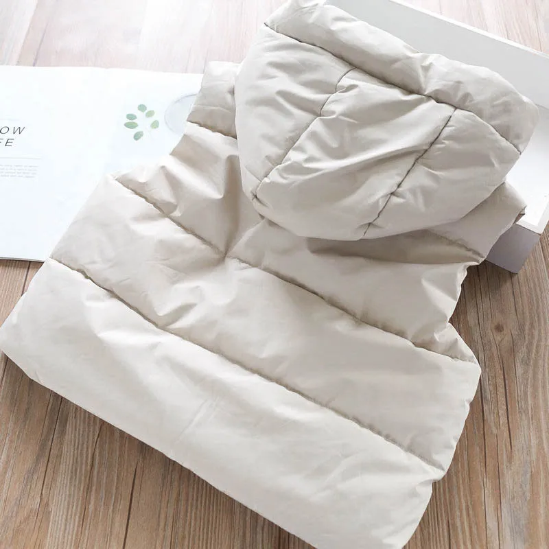 Теплый жилет на подкладке из хлопка с капюшоном для девочек сезон осень зима