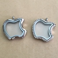 10pcs silver apple shape magnet closure floating locket without crystals floating pendant