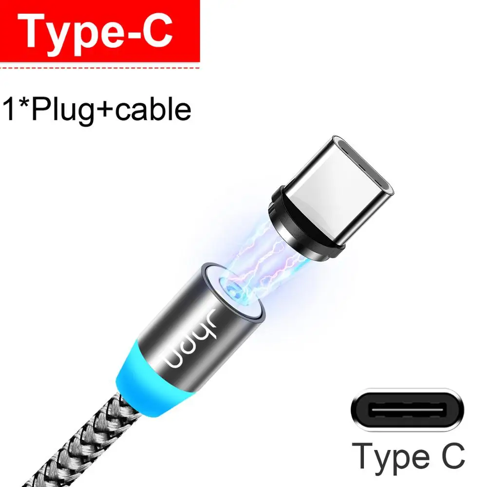 Udyr Магнитный Micro usb type C кабель для iphone samsung Android 2 м Быстрая зарядка магнит Зарядное устройство USB кабель провод для мобильного телефона шнур - Цвет: Gray For Type C