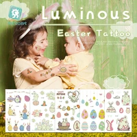 luminous easter temporary tattoo cartoon funny animal egg rabbit design taty for boys girl glowing in the dark tattoo sticker