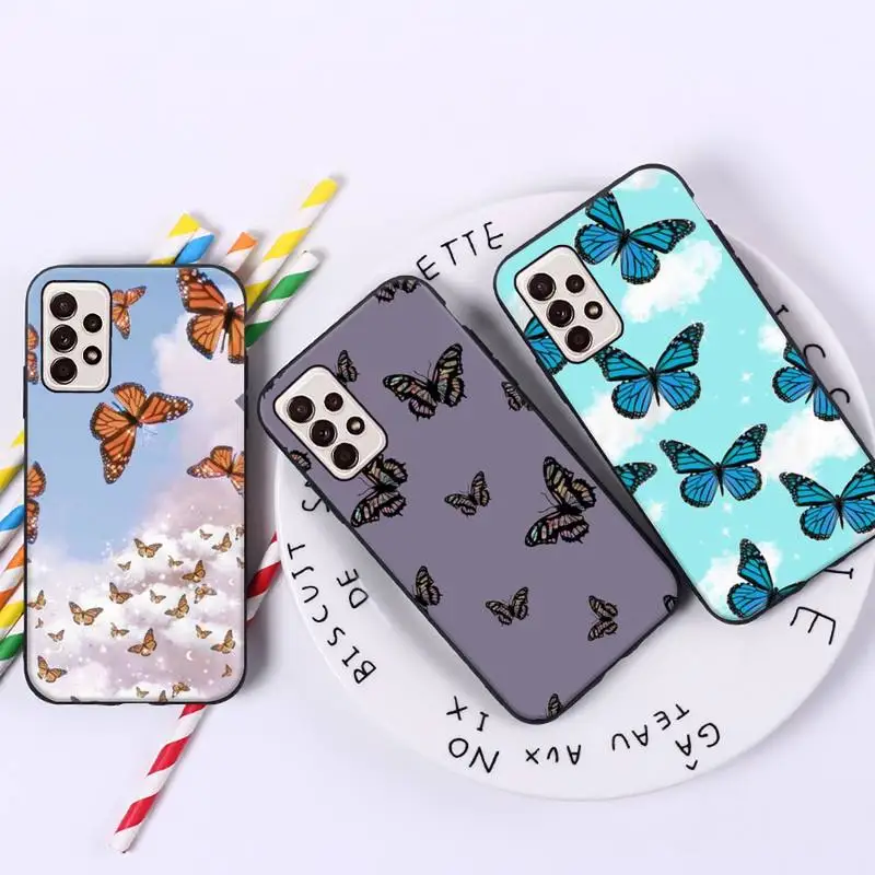 

Checks Blue Butterfly animal pattern Phone Case For Samsung galaxy A S note 10 12 20 32 40 50 51 52 70 71 72 21 fe s ultra plus