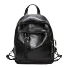 Рюкзак женский, из искусственной кожи, многофункциональный, черный, школьный, 2021