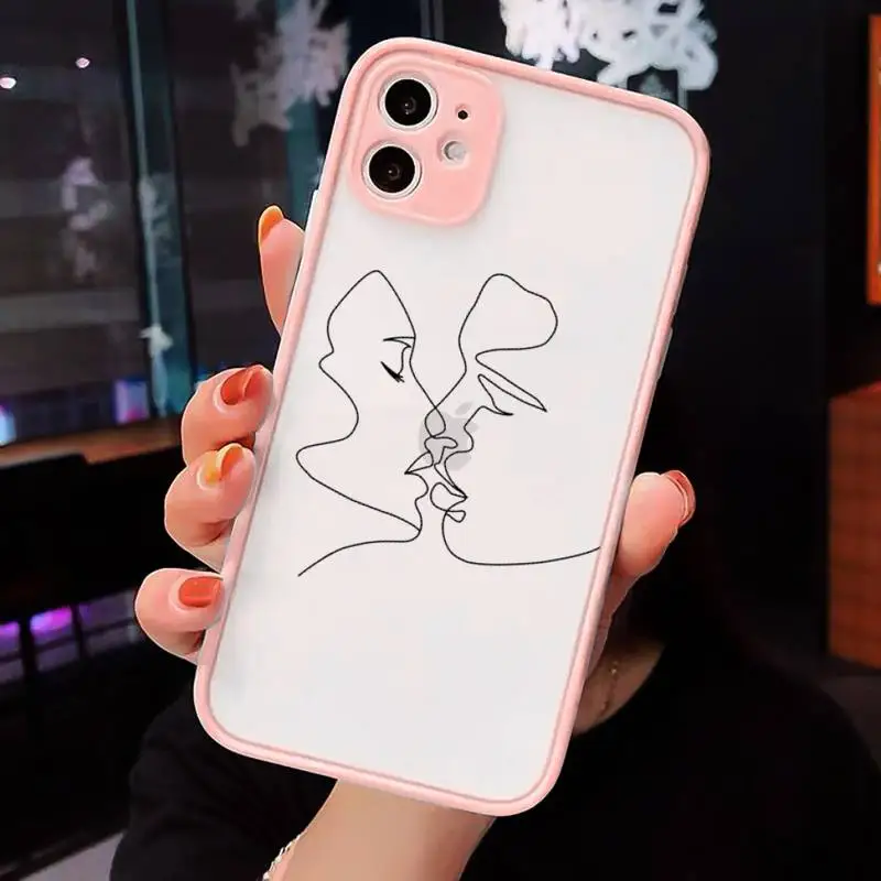 

Kiss More Often Line Drawing Abstract Art Phone Cases matte transparent For iphone 7 8 11 12 plus mini x xs xr pro max cover