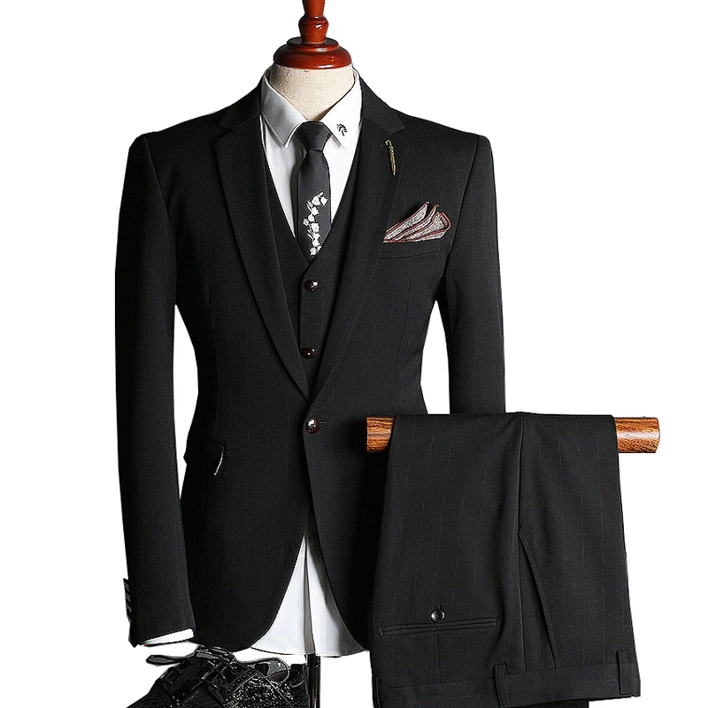 Брендовый мужской костюм деловой Блейзер для жениха три штуки приталенный